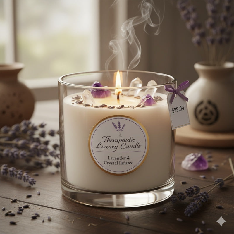 Therapeutic Luxury Candle (Lavender & Crystal Infused)