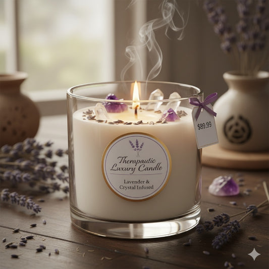 Therapeutic Luxury Candle (Lavender & Crystal Infused)