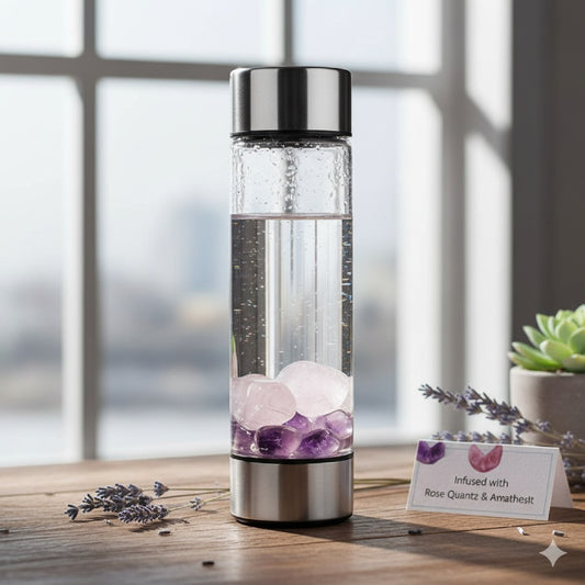 Crystal-Infused Water Bottle (Rose Quartz & Amethyst)